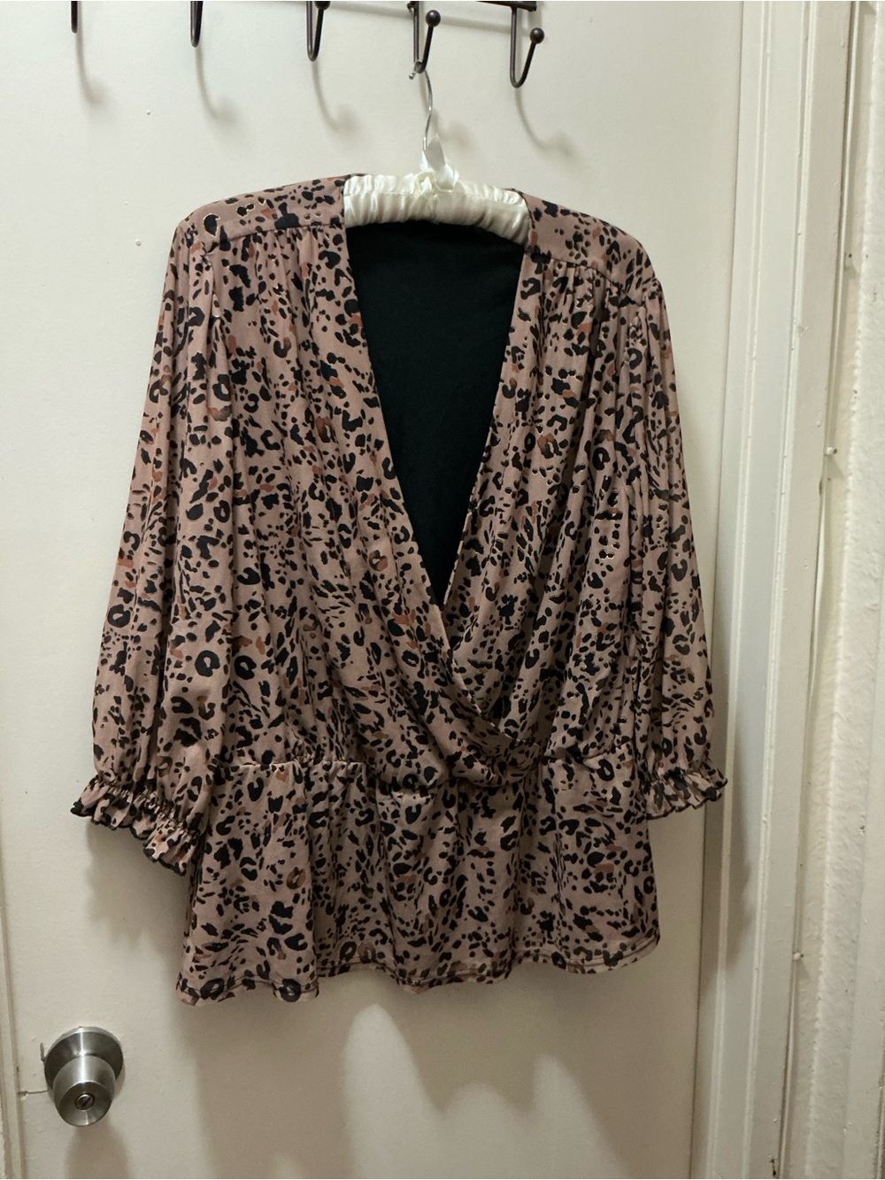 Siren Lily Blush Leopard Wrap Blouse